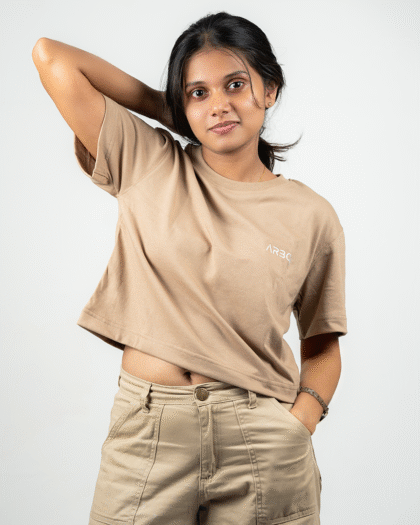 Cream Brown Crop Top